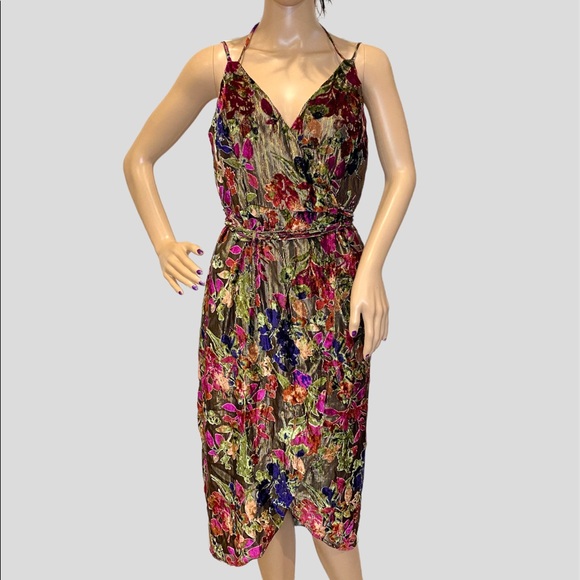 Beautiful Gianni Bini Morgan Lurex Velvet Wrap Multi-Colored Sexy Dress Sz 6 VGC - Picture 4 of 12